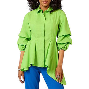 Vivica A. Fox Collection Women's High-Low Blouse w/ Rhinestone Green - Regular